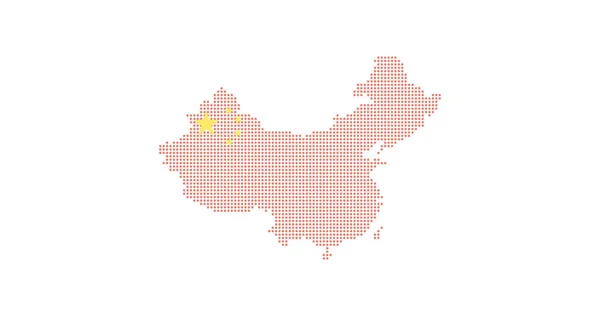 Обратная Сторона Карты Китая Сделанная Полуточечного Рисунка Векторная Иллюстрация — стоковый вектор