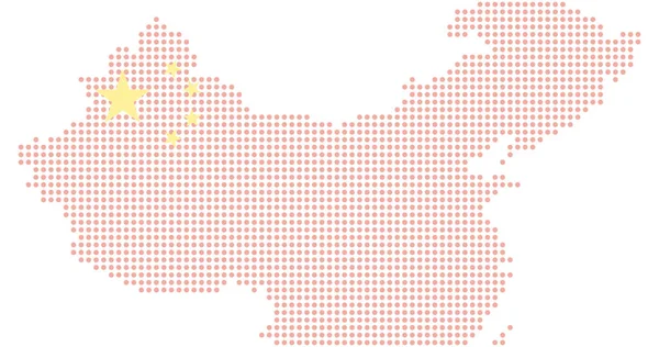 Çin Ülke Haritası Yarım Ton Nokta Deseninden Yapılmış Vektör Illüstrasyonu — Stok Vektör