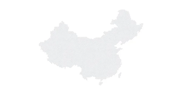 Fondo Mapa País China Hecho Patrón Punto Medio Tono Ilustración — Vector de stock