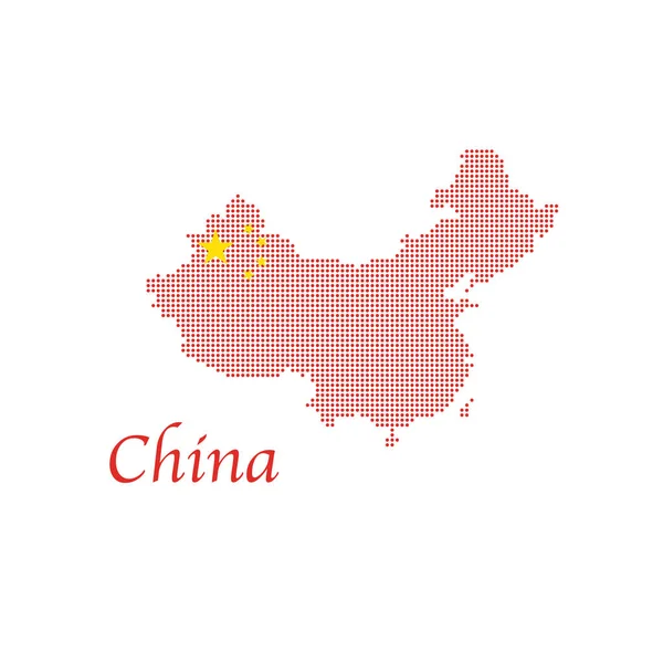 Chiny Kraju Mapa Backgraund Wykonane Pół Tonu Wzorzec Kropka Koncepcja — Wektor stockowy