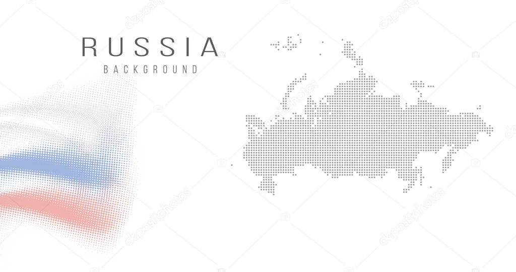 Russia country map backgraund made from halftone dot pattern, Flag colors. Vector illustration