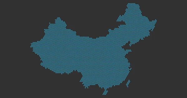 중국의 시골 지도 백 그런 드 하프 톤 도트 패턴으로 만들어 진, 검은 배경에서 분리 된 벡터 그림 — 스톡 벡터