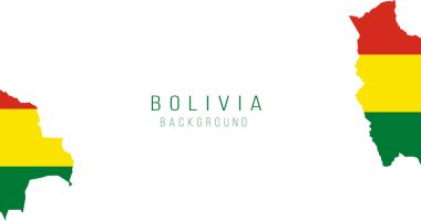 Bolivya bayrak haritası arka planı. Ülkenin bayrağı, sınır biçiminde. Stok vektör illüstrasyonu beyaz arkaplanda izole edildi.