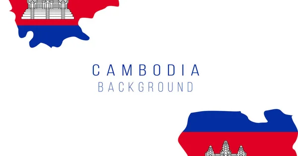 Bandeira do Camboja mapa de fundo. A bandeira do país na forma de fronteiras. Ilustração do vetor de estoque isolado no fundo branco . —  Vetores de Stock