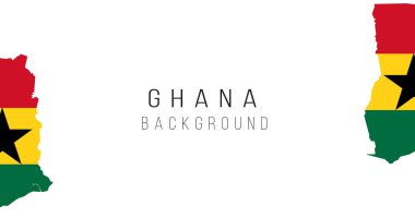 Gana bayrak haritası arka planı. Ülkenin bayrağı, sınır biçiminde. Stok vektör illüstrasyonu