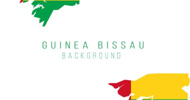 Gine Bissau bayrak haritası arka planı. Ülkenin bayrağı, sınır biçiminde. Stok vektör illüstrasyonu