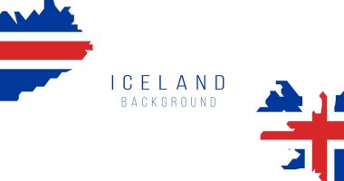 İzlanda bayrak haritası arka planı. Ülkenin bayrağı, sınır biçiminde. Stok vektör illüstrasyonu