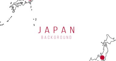 Japonya bayrak haritası arka planı. Ülkenin bayrağı, sınır biçiminde. Stok vektör illüstrasyonu