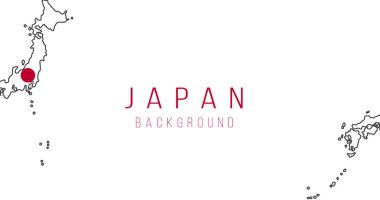 Japonya bayrak haritası arka planı. Ülkenin bayrağı, sınır biçiminde. Stok vektör illüstrasyonu