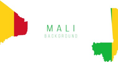 Mali bayrak haritası geçmişi. Ülkenin bayrağı, sınır biçiminde. Stok vektör illüstrasyonu