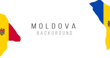 Moldova bayrak haritası arka planı. Ülkenin bayrağı, sınır biçiminde. Stok vektör illüstrasyonu
