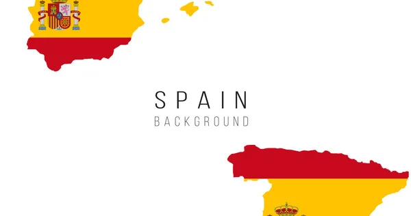 Espanha mapa da bandeira de fundo. A bandeira do país na forma de fronteiras. Ilustração do vetor de estoque isolado no fundo branco . —  Vetores de Stock