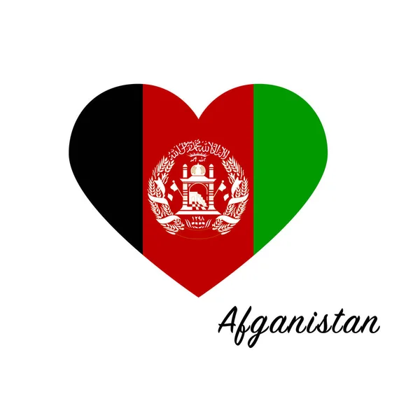 Drapeau Afghanistan Cœur Aime Mon Pays Signe Illustration Vectorielle — Image vectorielle