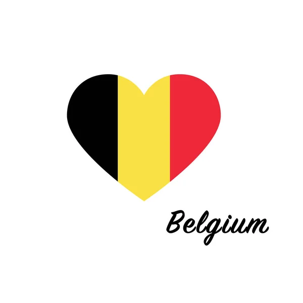 Drapeau Belgique Cœur Aime Mon Pays Signe Illustration Vectorielle Stock — Image vectorielle