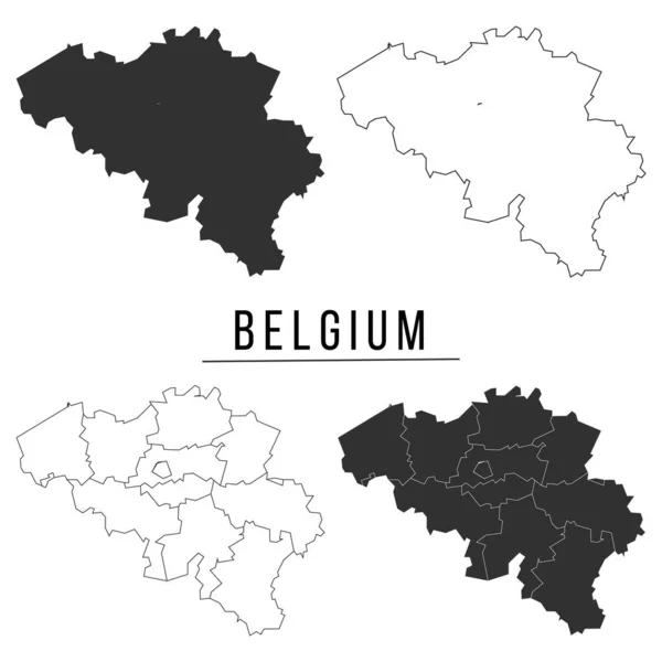 Belgium Map Country Form Borders Regions Stock Vector Illustration — Stock Vector