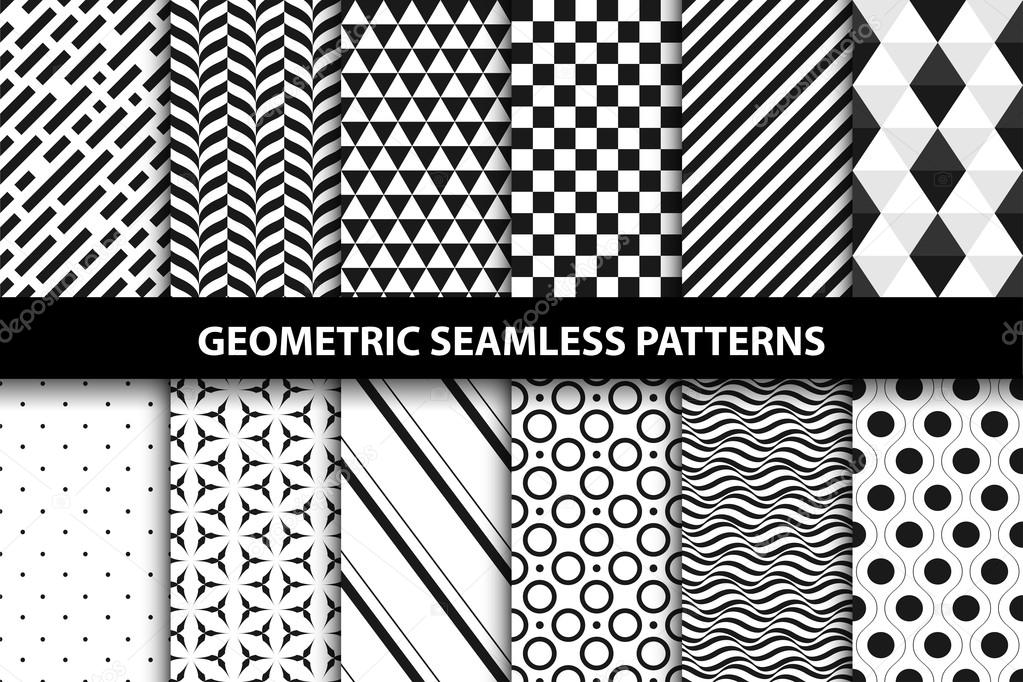 Geometric patterns - vector seamless collection.