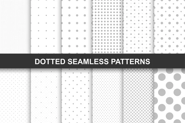 Sammlung einfacher, nahtlos gepunkteter Muster. — Stockvektor