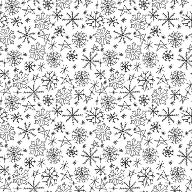 Kar taneleri ile el çekilmiş seamless modeli.