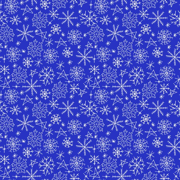 Fiocchi di neve doodle modello senza soluzione di continuità . — Vettoriale Stock