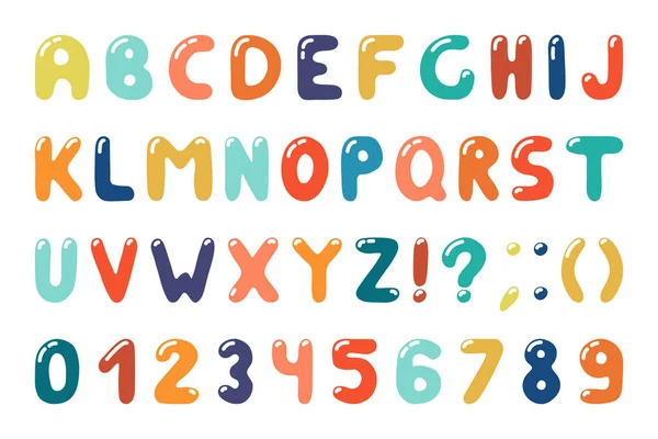 Alfabeto colorido en estilo retro memphis - moda 80-90 — Vector de stock