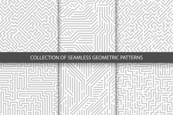 Kolekce prokládané bezproblémové geometrické vzory. Šedá a bílá textura. — Stockový vektor