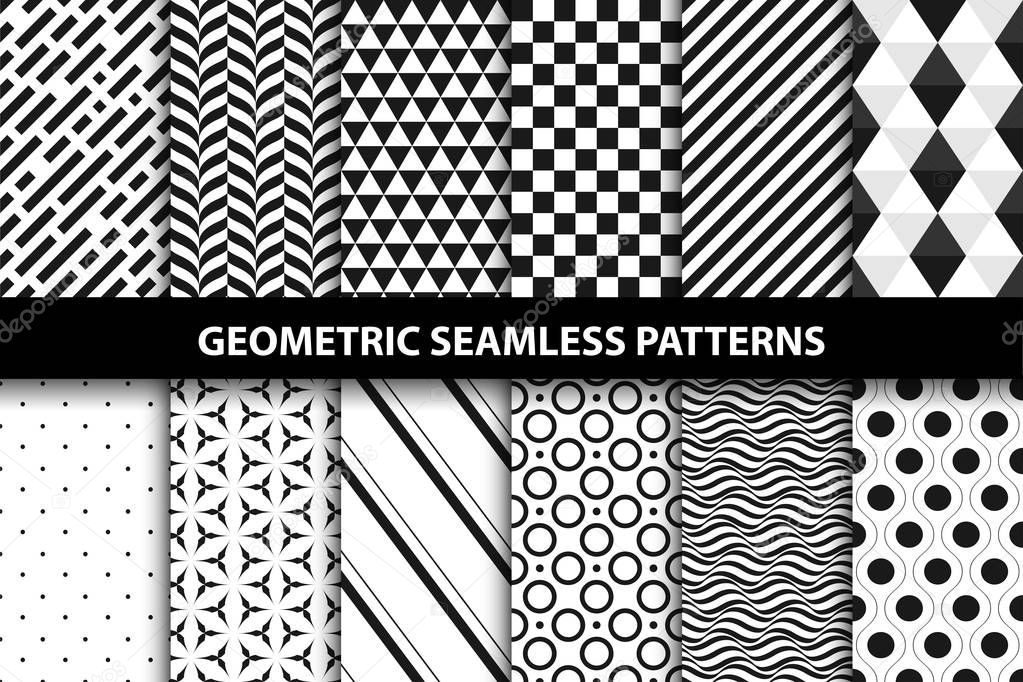 Geometric patterns - vector seamless collection.
