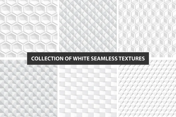 Textures blanches sans couture décoratives. Géométrique — Image vectorielle