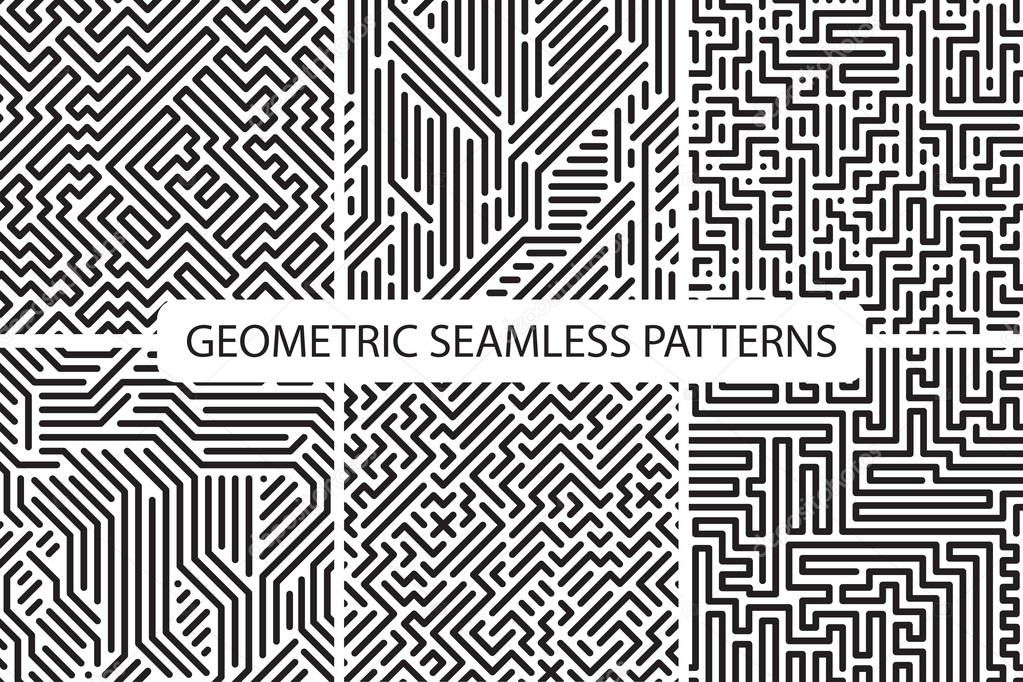 Collection of striped seamless geometric patterns. Digital backgrounds.