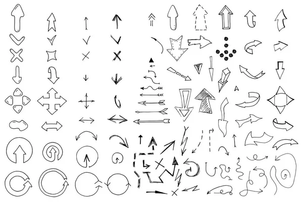 Hand drawn arrows collection.Vector illustration — Stock Vector