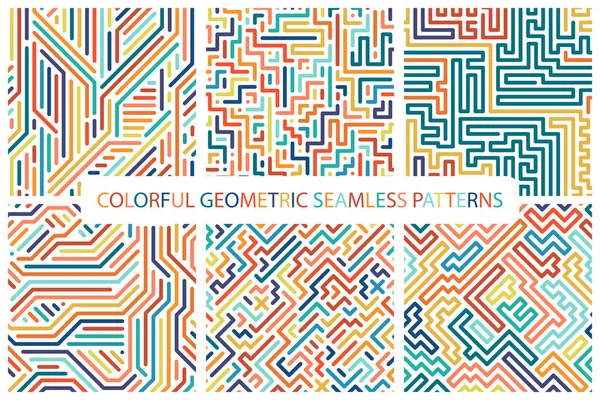 Collection of colorful seamless geometric patterns. — Stock Vector