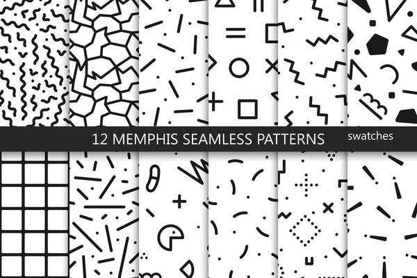 Collection de motifs de memphis swatches - sans couture. Mode 80-90 . — Image vectorielle