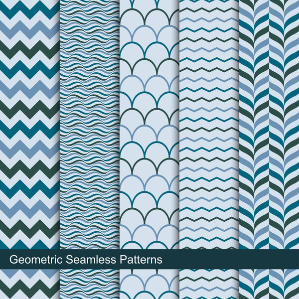 Zigzag, wavy geometric seamless patterns.