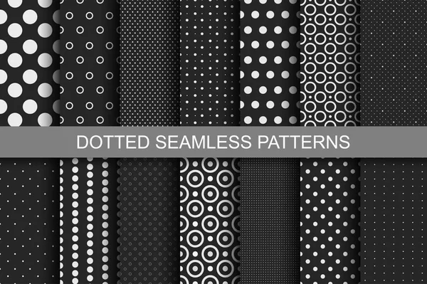 Seamless patterns with circles and dots. — Stock Vector