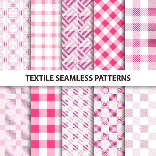 Reihe textiler nahtloser Muster. — Stockvektor