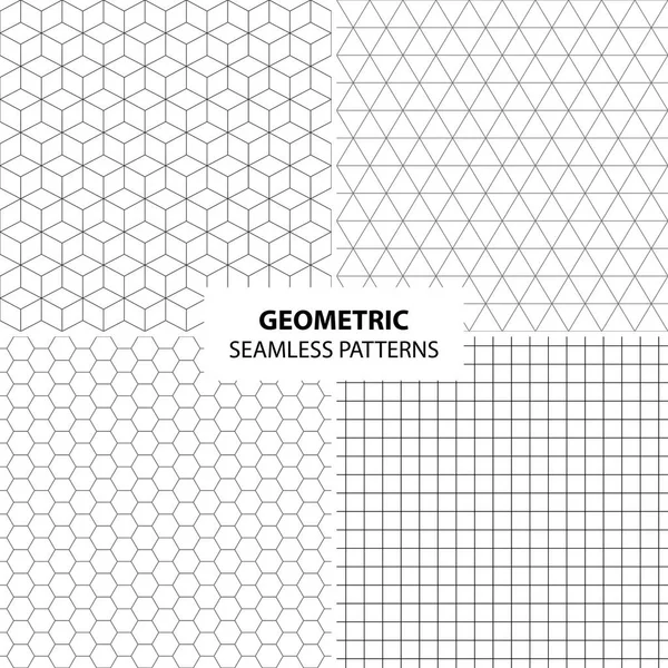 Conjunto de padrões geométricos simples - sem costura . — Vetor de Stock
