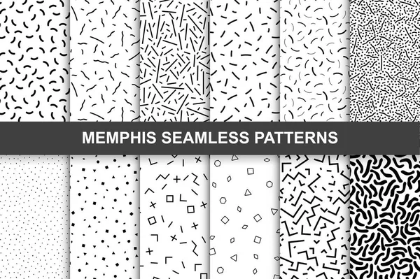 Collection of swathces memphis patterns - seamless. — Stock Vector