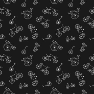 Bisiklet seamless modeli doodle tarzı. Elle çizilmiş