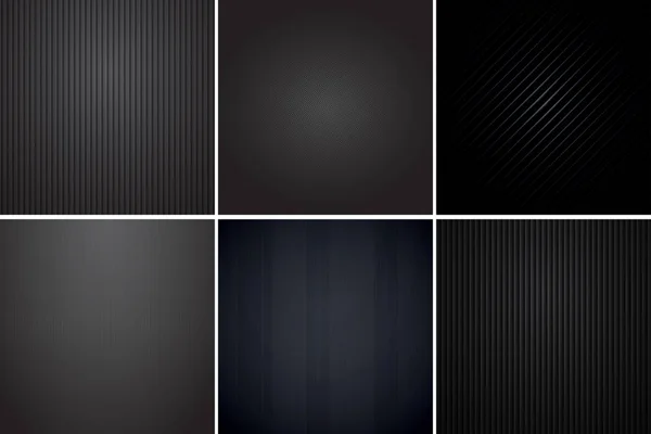 Conjunto de texturas de carbono rayado negro . — Vector de stock