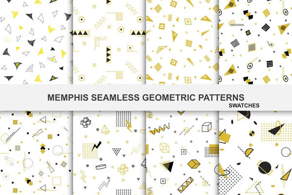 Colección de patrones geométricos retro con formas de mosaico - sin costuras . — Archivo Imágenes Vectoriales