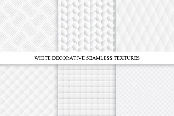 Naadloze witte decoratieve texturen. — Stockvector