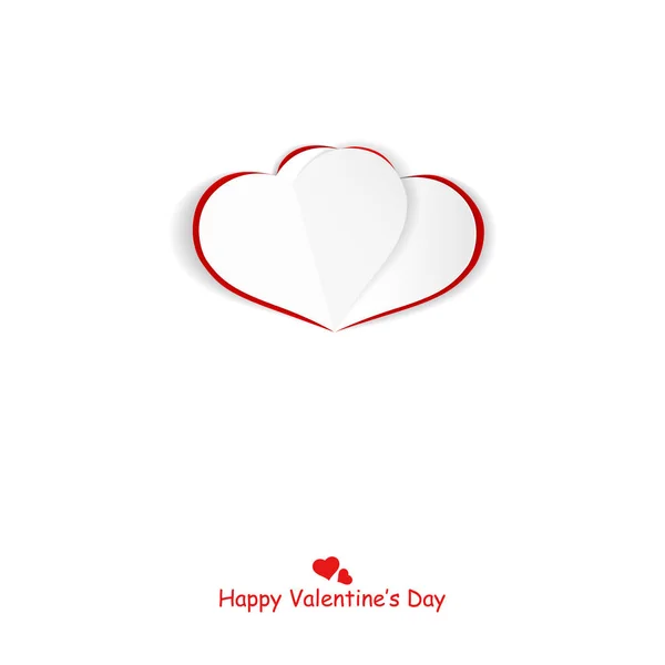 折り紙ハート。幸せなバレンタインデーの背景。白カード. — ストックベクタ