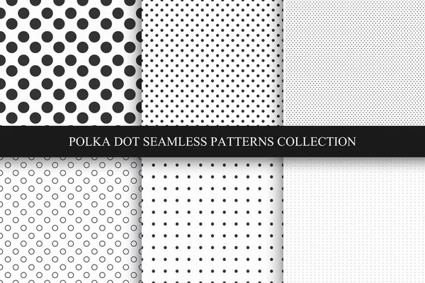 Collection of seamless dots patterns. Polka dot — Stock Vector