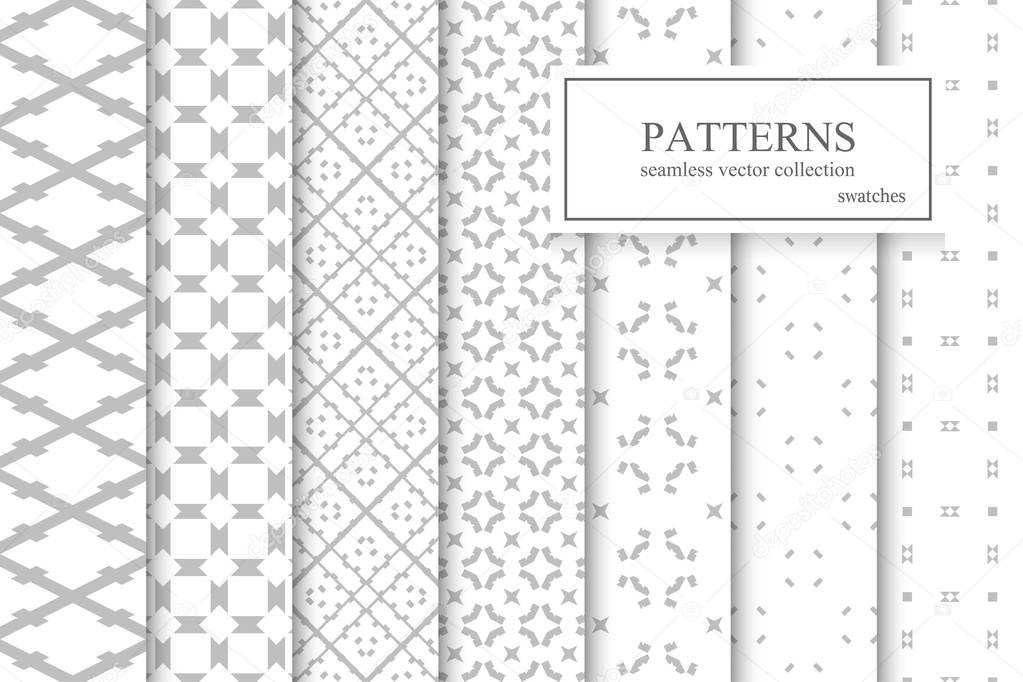 Collection of ornamental geometric seamless patterns.