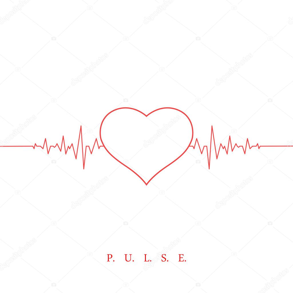 Heart beat pulse background. Valentines day
