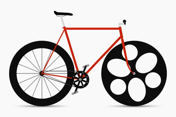 Hipster pojedynczy prędkość rower w kolorach czarnym i czerwonym. Rower City — Wektor stockowy