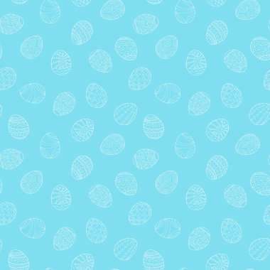 Paskalya yumurtaları karalama tarzında pürüzsüz desenli. El çizimi vektör illüstrasyonu.
