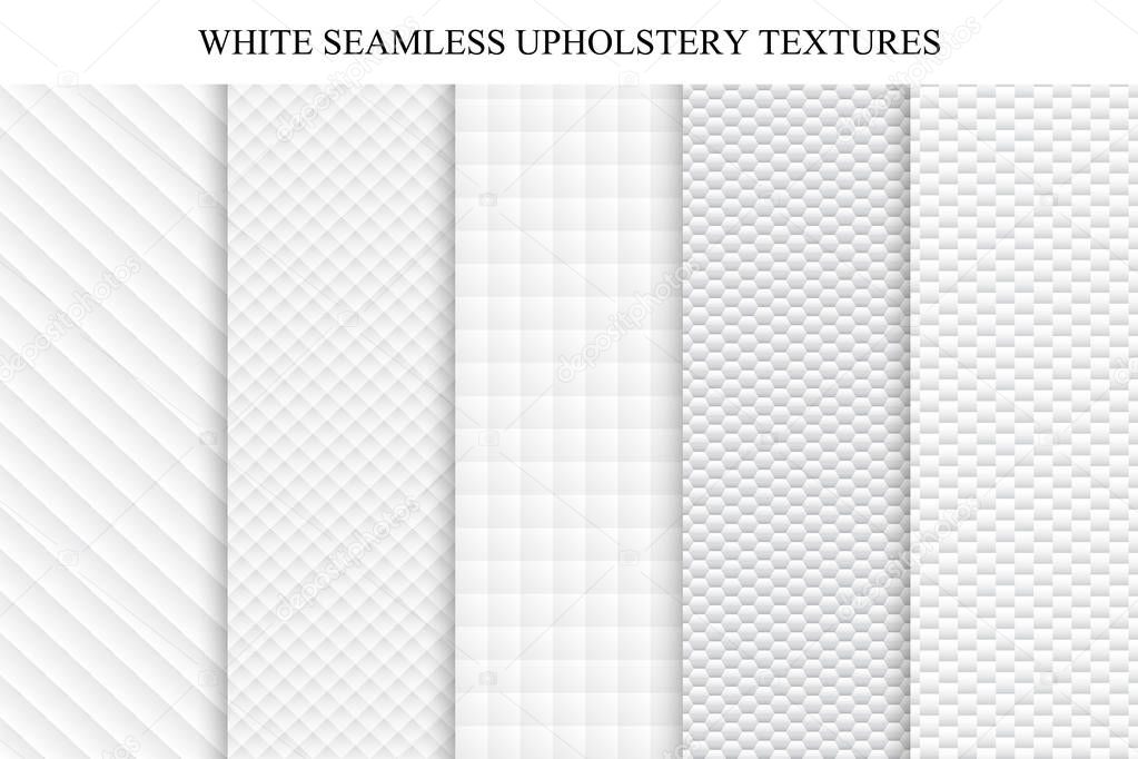 Set of soft seamless white textures.