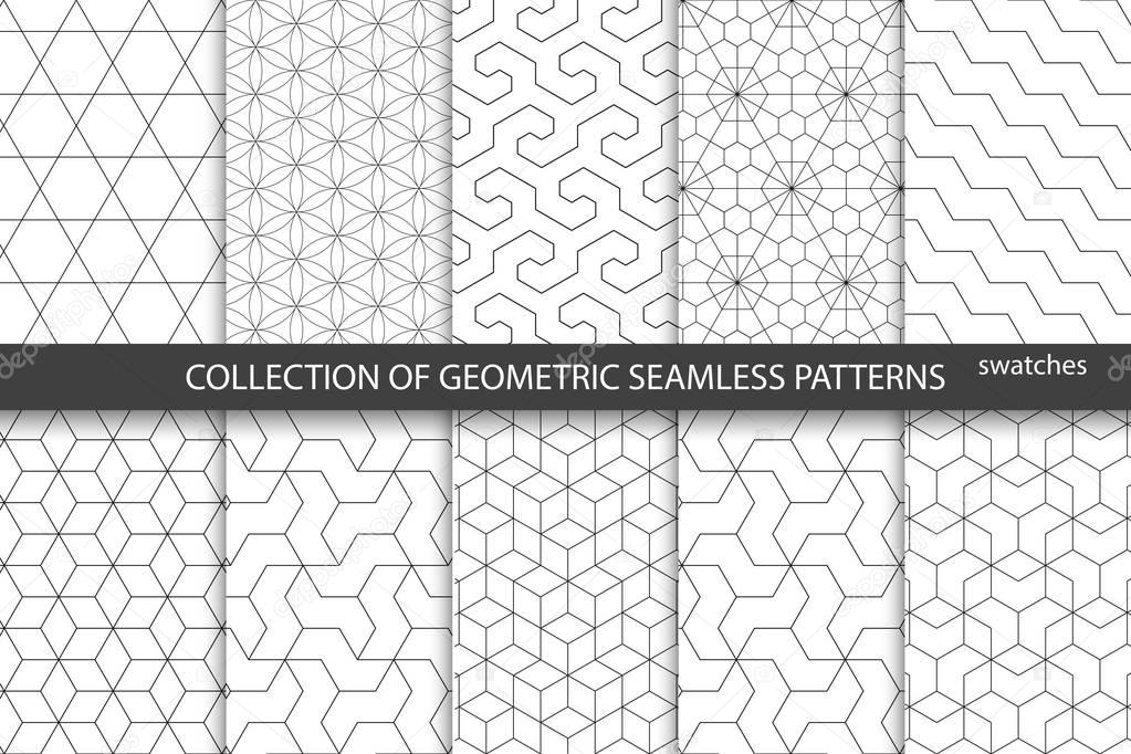 Collection of seamless ornametal patterns.