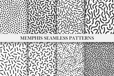 Retro memphis modelleri - moda Dikişsiz renk örnekleri topluluğu. Moda 80-90'lı yılların.