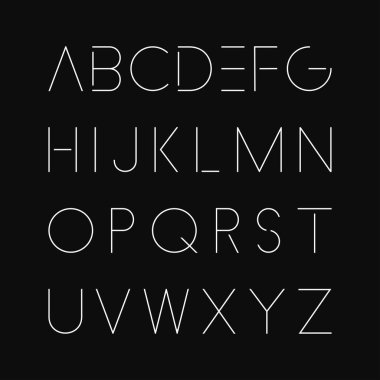 İnce minimalist yazı tipi. Zarif İngilizce alfabe.